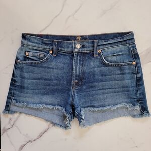 7 For All Mankind Jean Shorts 25 Cut Off Denim Frayed Hem